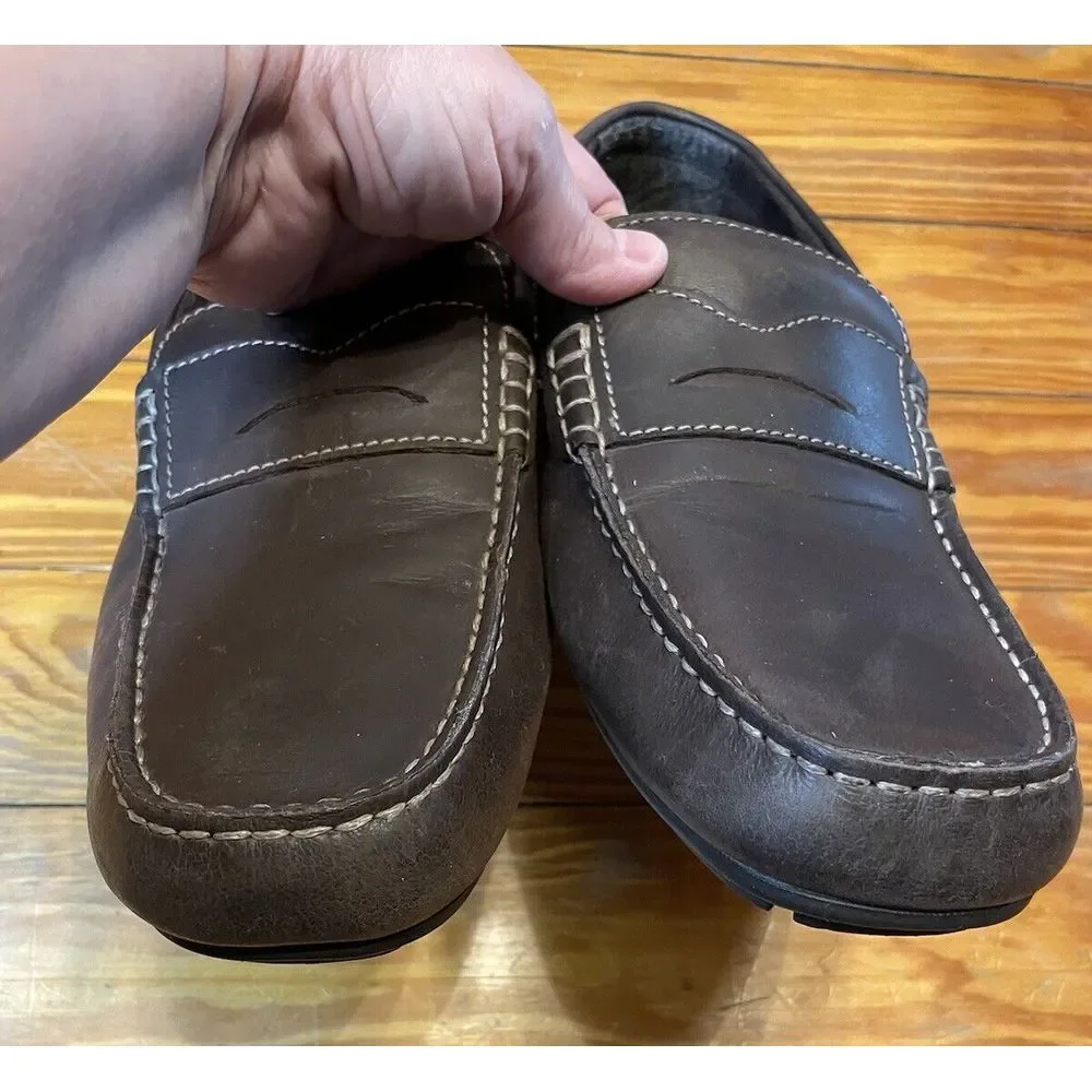 ROCKPORT Driving Moccasin Penny Loafer Dark Brown Leather Size 10‎